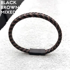 DarkO -Two-color Mixed Braid Genuine Leather Bracelet