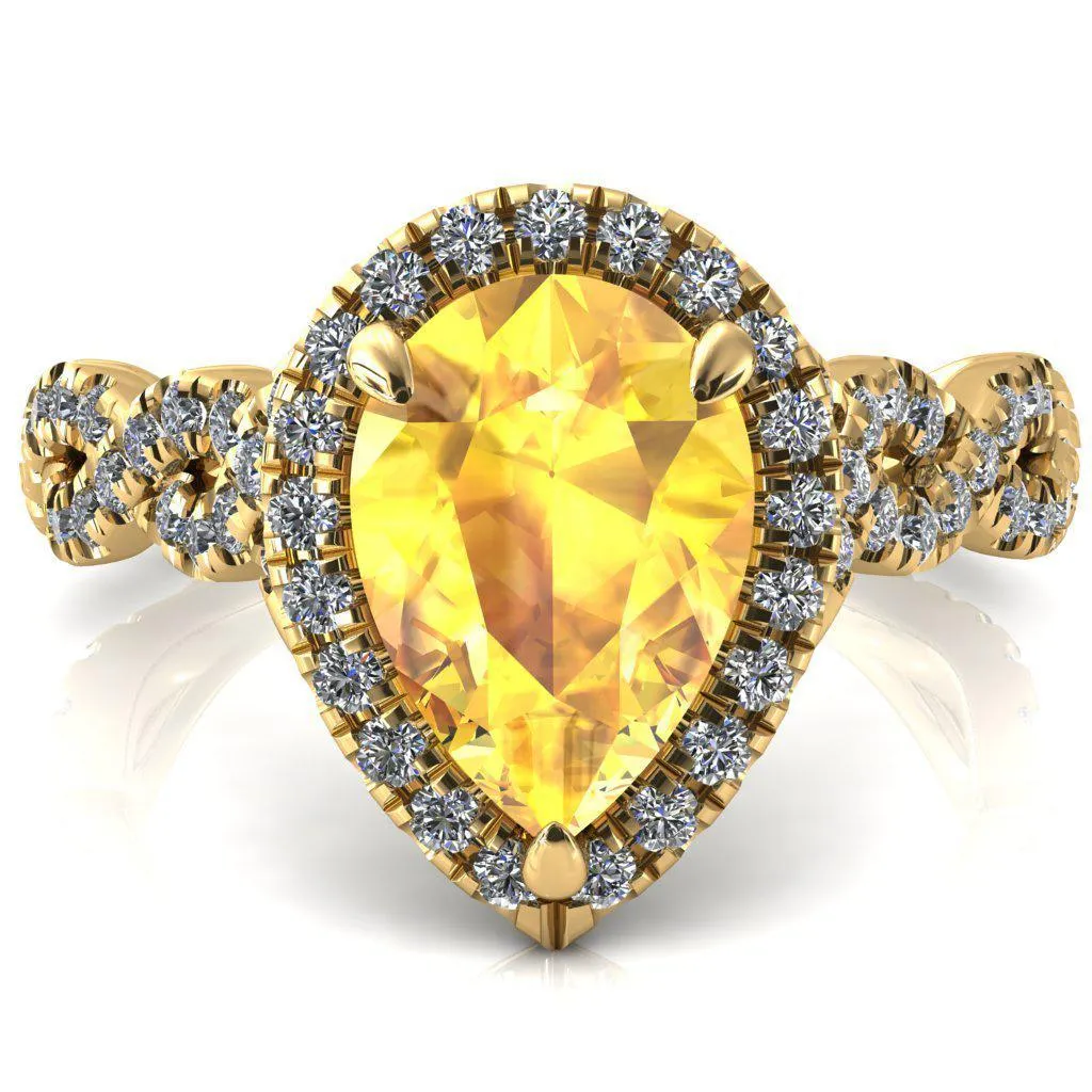 Delaney Pear Yellow Sapphire Halo Diamond 3/4 Infinity Eternity Ring