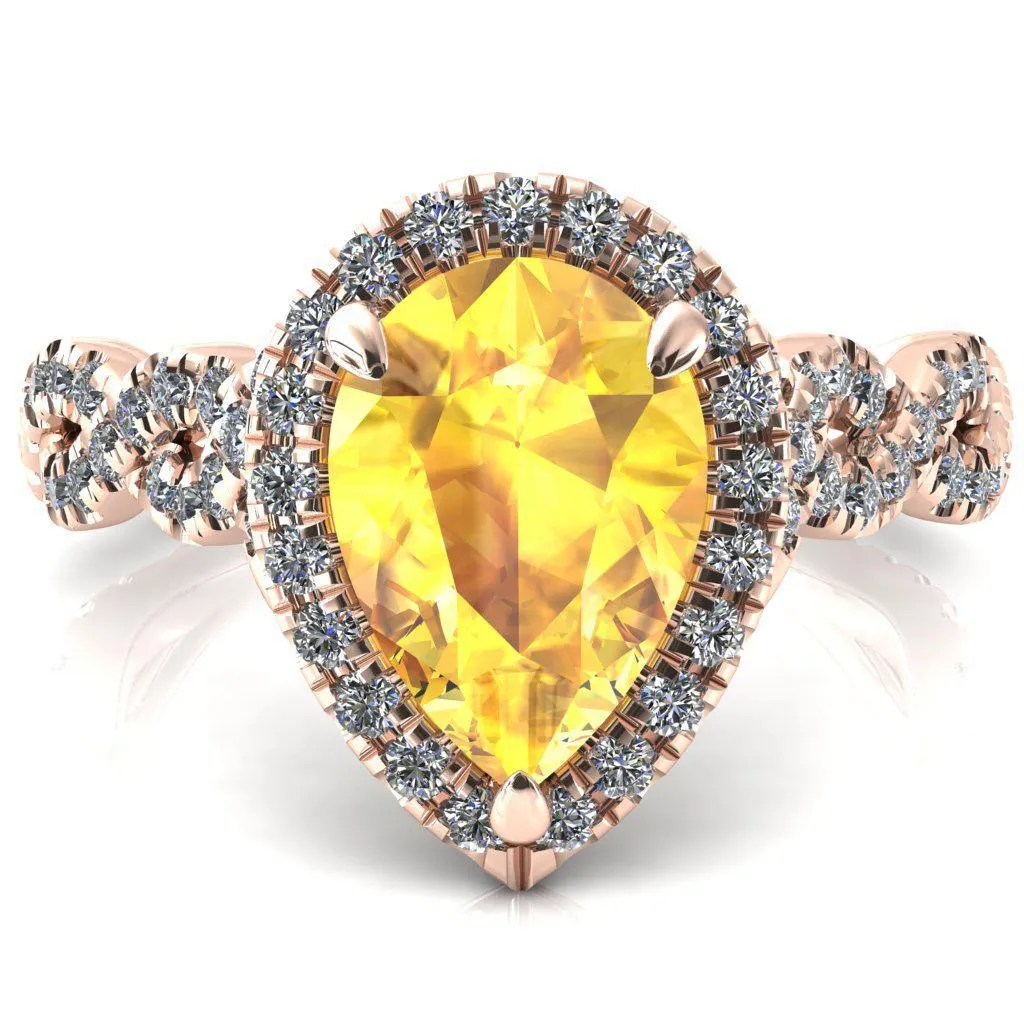 Delaney Pear Yellow Sapphire Halo Diamond 3/4 Infinity Eternity Ring