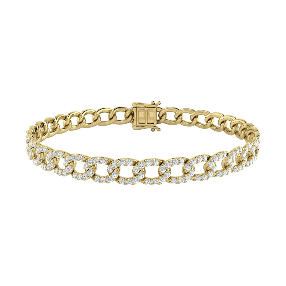 Diamond 3 1/8 Ct.Tw. Cuban Bracelets in 14K Yellow Gold