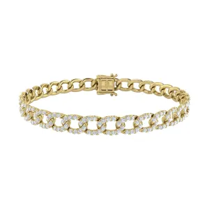 Diamond 3 1/8 Ct.Tw. Cuban Bracelets in 14K Yellow Gold