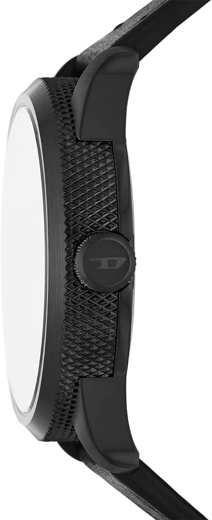 Diesel Rasp Gents Black & Red Dial Black Leather Strap Watch