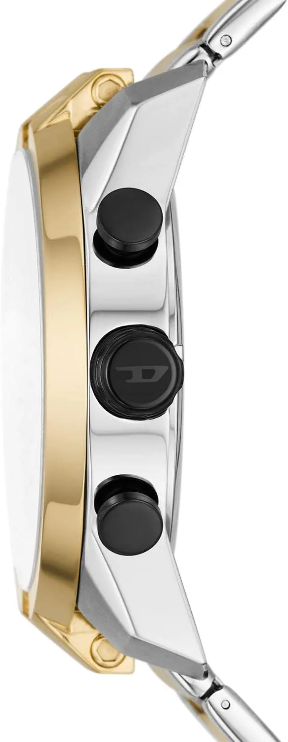 Diesel Split Gents Black Dial Silver Gold Tone Chronograph Watch