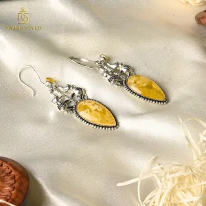 Divine Style Orange Stone Vintage Drop Earrings