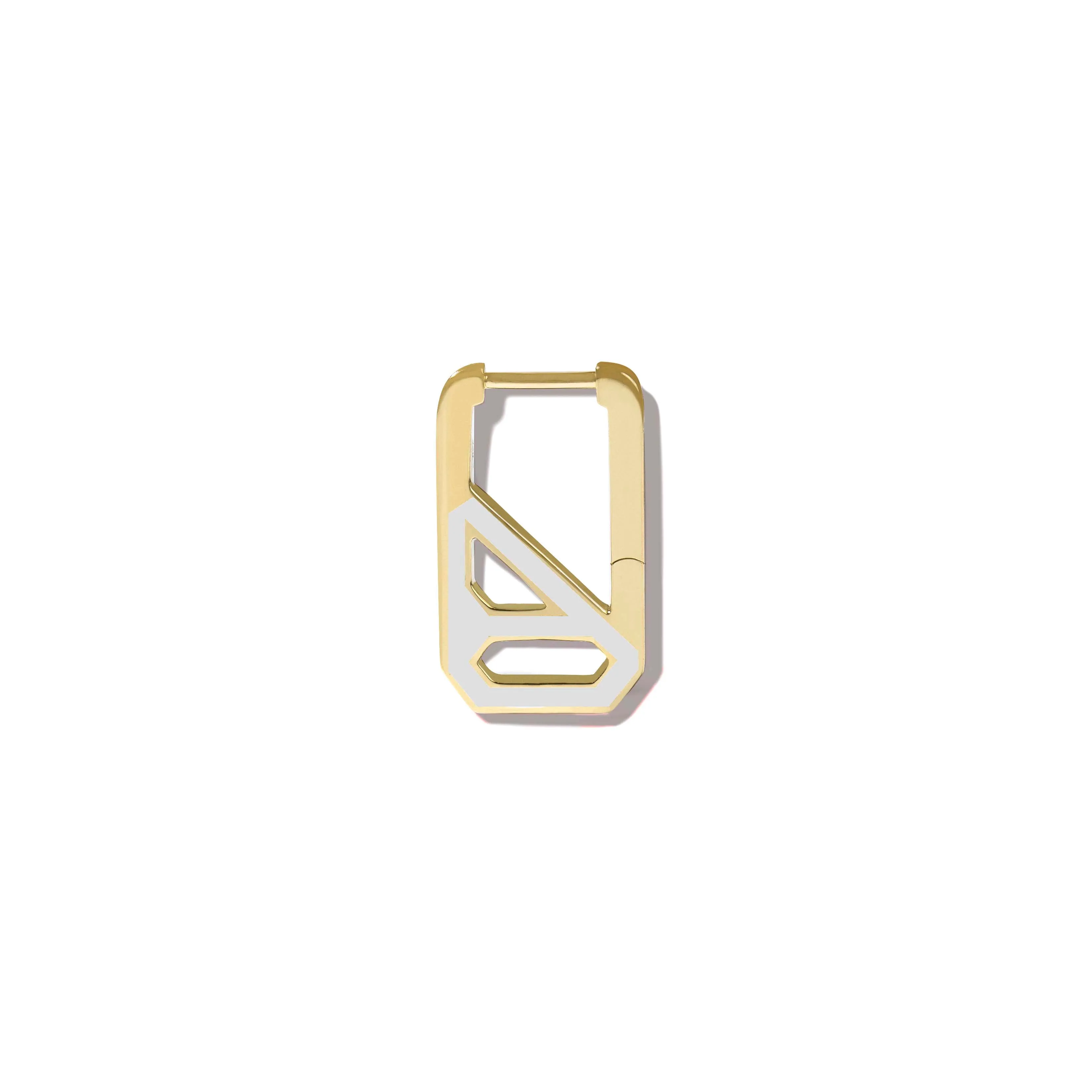 DNA Antique White Enamel Rectangle Single Earring