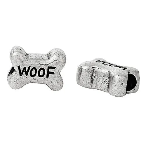 Dog Bone Woof Bead Compatible for Most European Snake Chain Bracelet