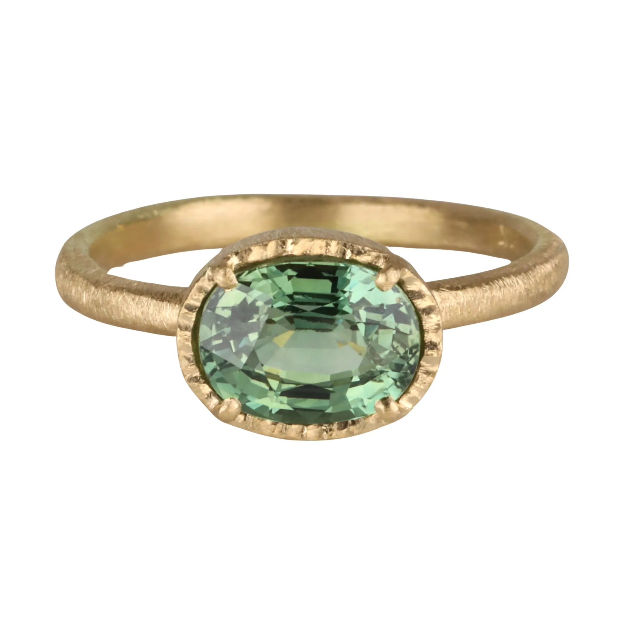 East-West Oval-Shaped Green Spinel Ring
