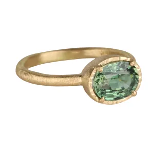 East-West Oval-Shaped Green Spinel Ring