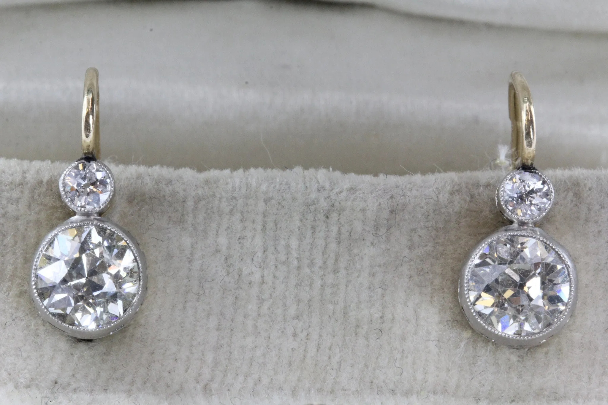 Edwardian Czarist Russian Empire 2.5ctw Diamond 18k Gold & Platinum Earrings