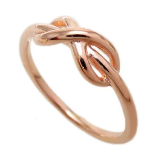 Elegant and Graceful Infinity Knot Ring in Rose Gold Ion Plated Sterling Silver.