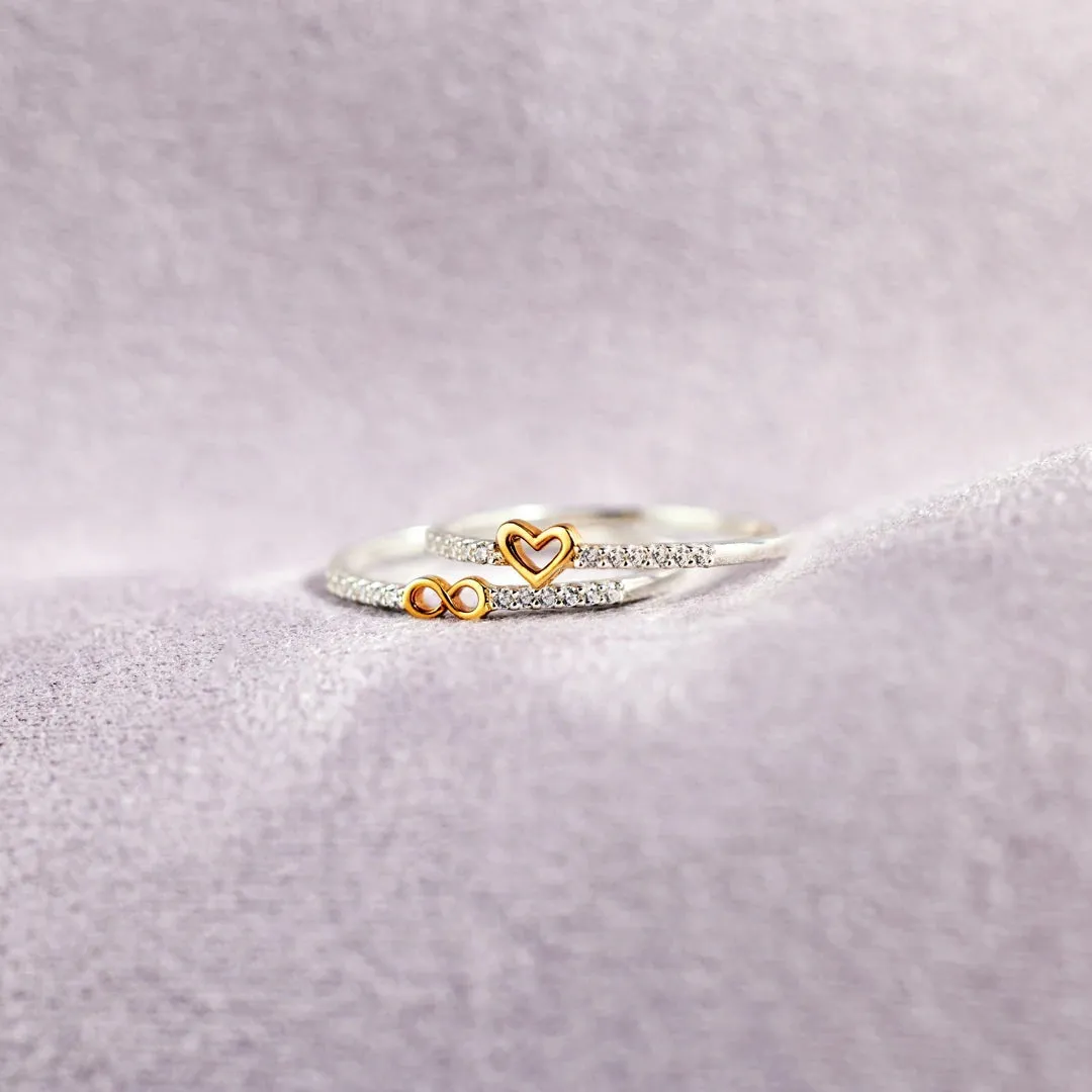 Elegant Lady Infinity Heart Shape Sterling Silver Plating Rings