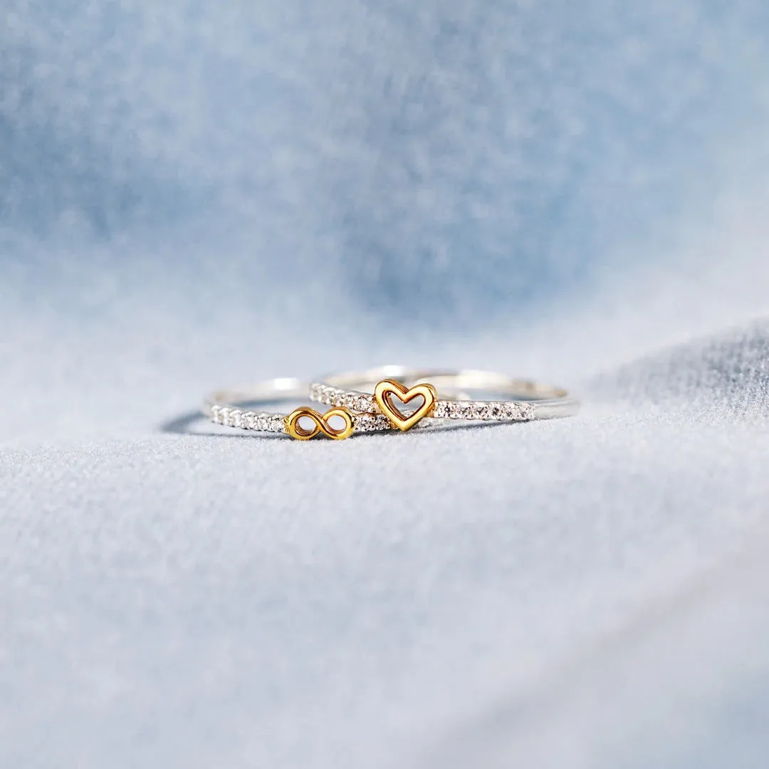 Elegant Lady Infinity Heart Shape Sterling Silver Plating Rings