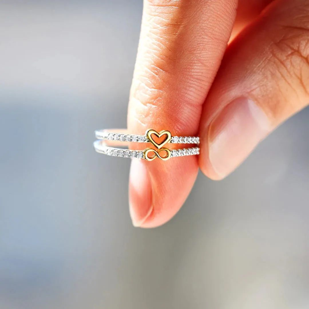 Elegant Lady Infinity Heart Shape Sterling Silver Plating Rings