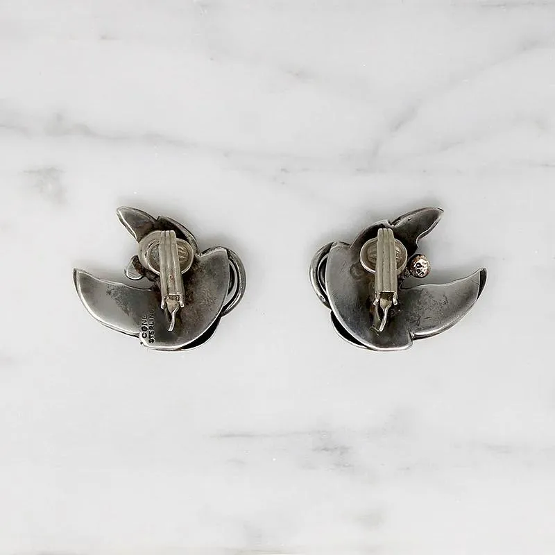 Ella Cone Modernist Sterling Leaf Earrings