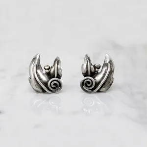 Ella Cone Modernist Sterling Leaf Earrings
