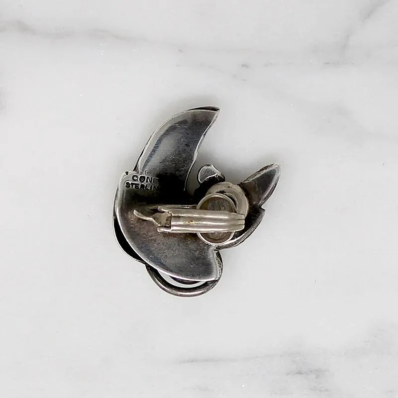 Ella Cone Modernist Sterling Leaf Earrings