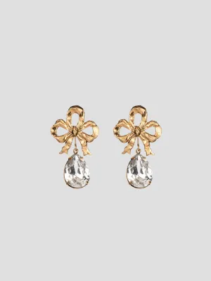 Eloise Crystal Gold Plated Bow Stud Earrings