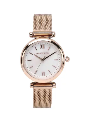 Endora Rose Gold Mesh Strap Watch (Salmon)