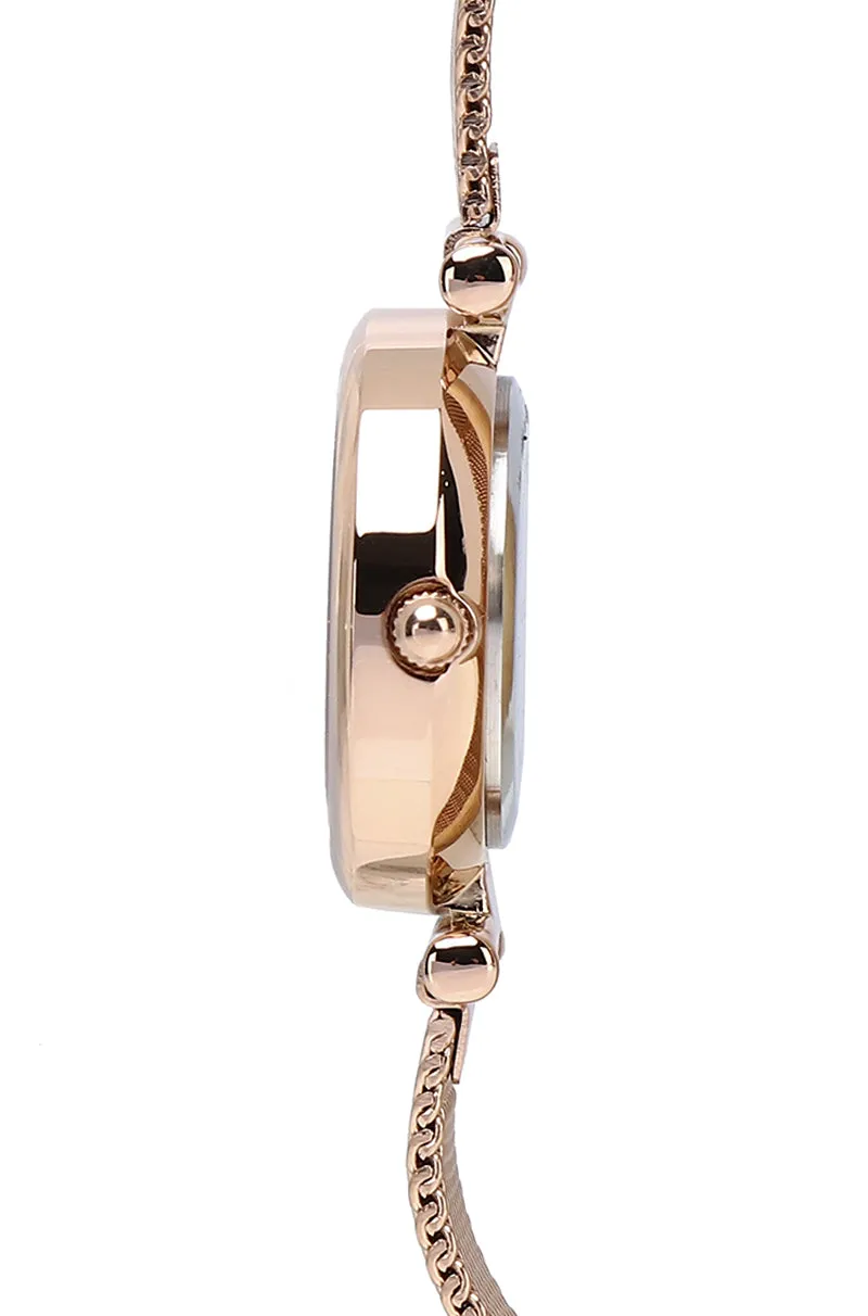 Endora Rose Gold Mesh Strap Watch (Salmon)