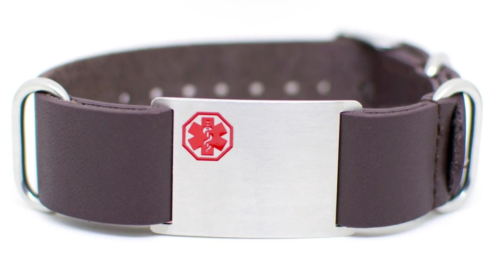 Engravable DOC TOCK Genuine Leather 18mm Medical Alert ID Band Bracelet