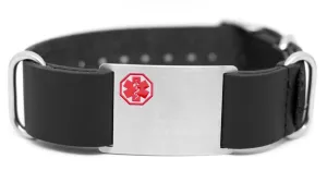 Engravable DOC TOCK Genuine Leather 18mm Medical Alert ID Band Bracelet