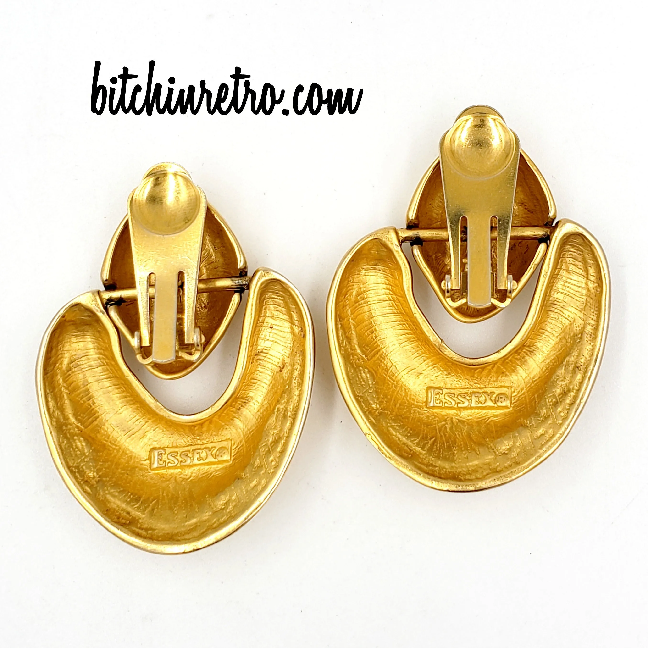 Essex Vintage Door Knocker Earrings in Brushed Gold Finish