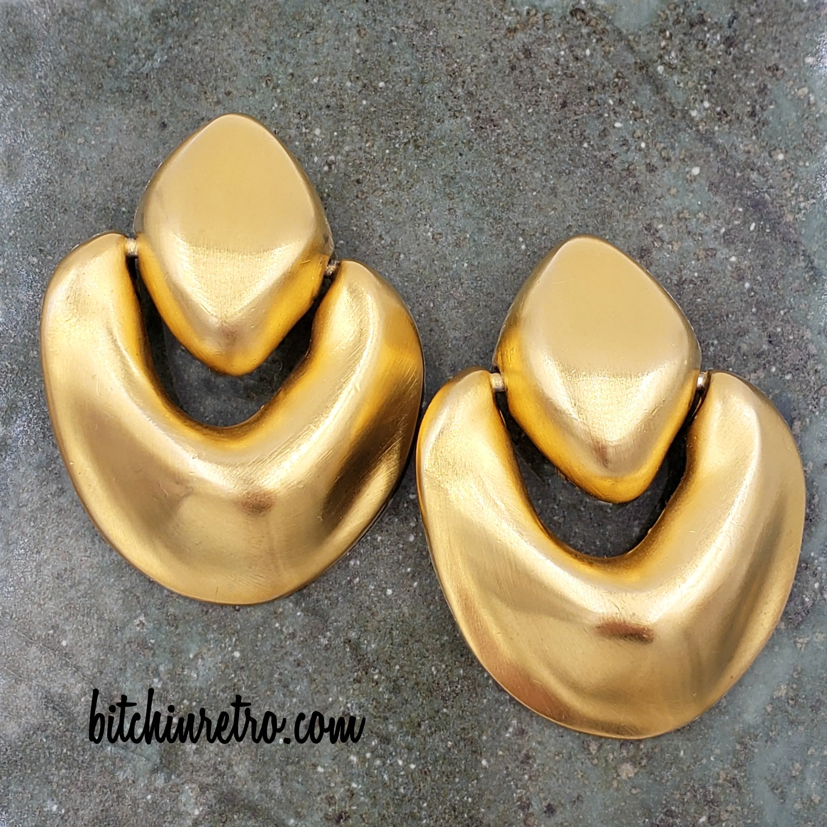 Essex Vintage Door Knocker Earrings in Brushed Gold Finish