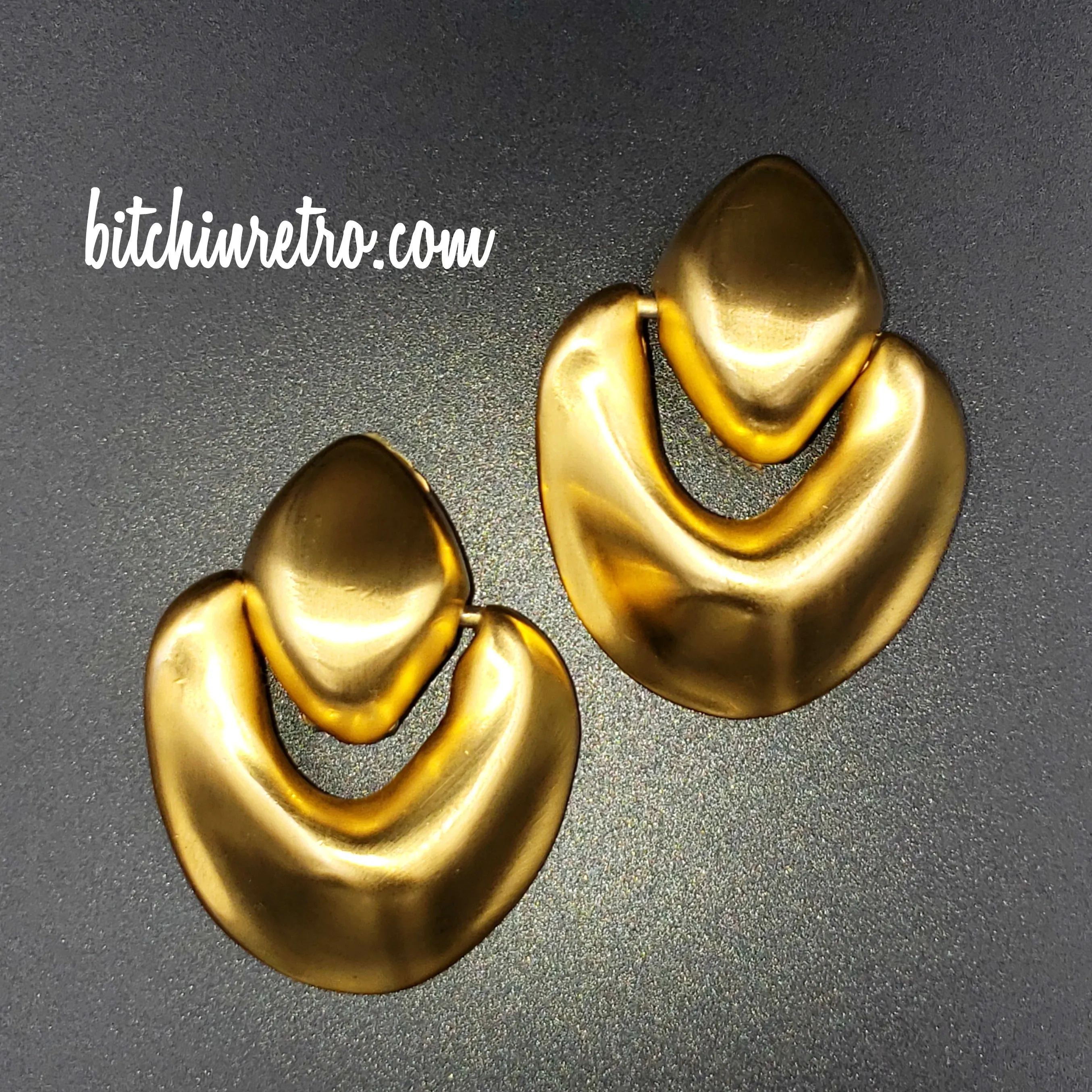 Essex Vintage Door Knocker Earrings in Brushed Gold Finish