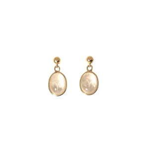 Estate Glass Scarab Gold Earrings