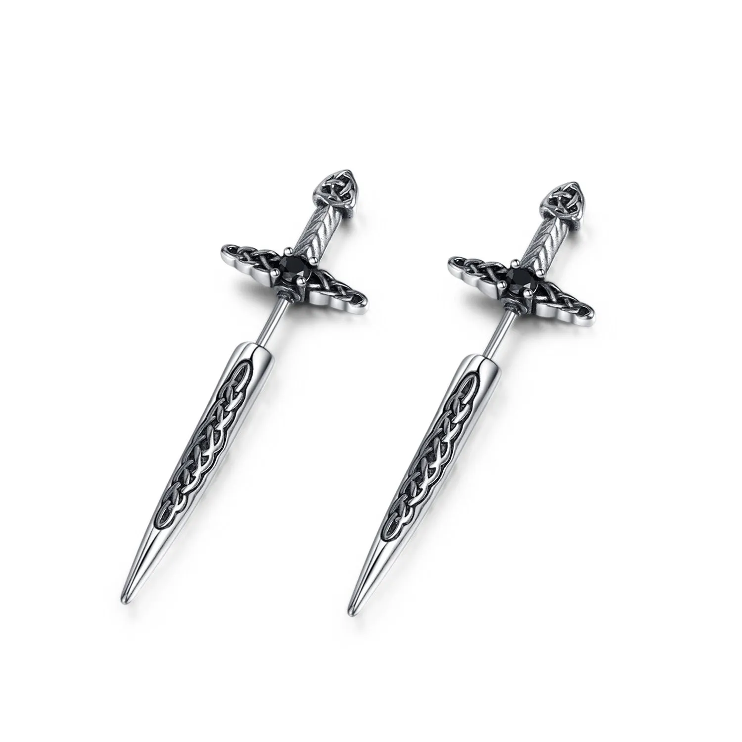 Europeanstyle Stainless Steel Retro Sword Ear Studs