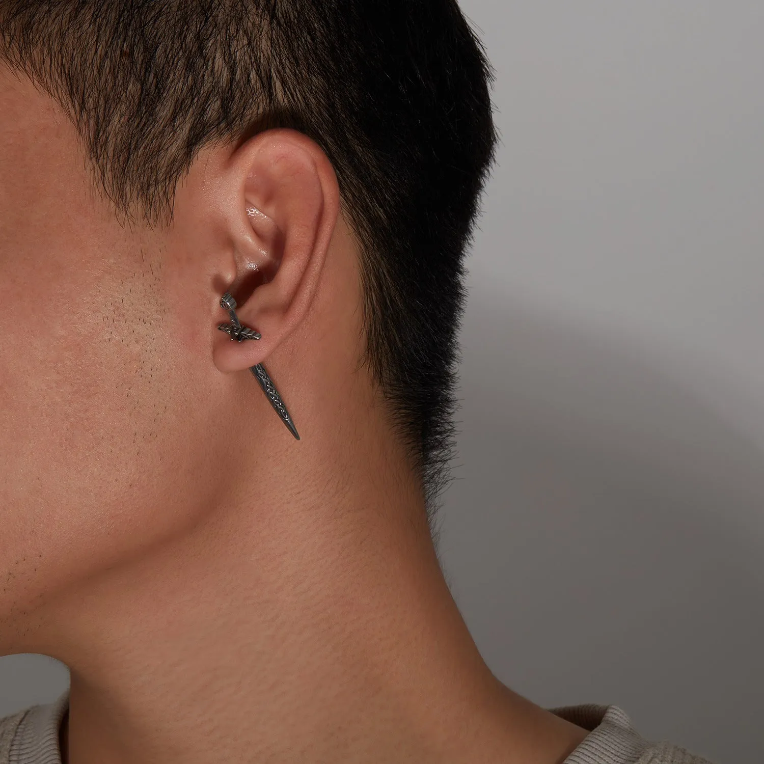 Europeanstyle Stainless Steel Retro Sword Ear Studs
