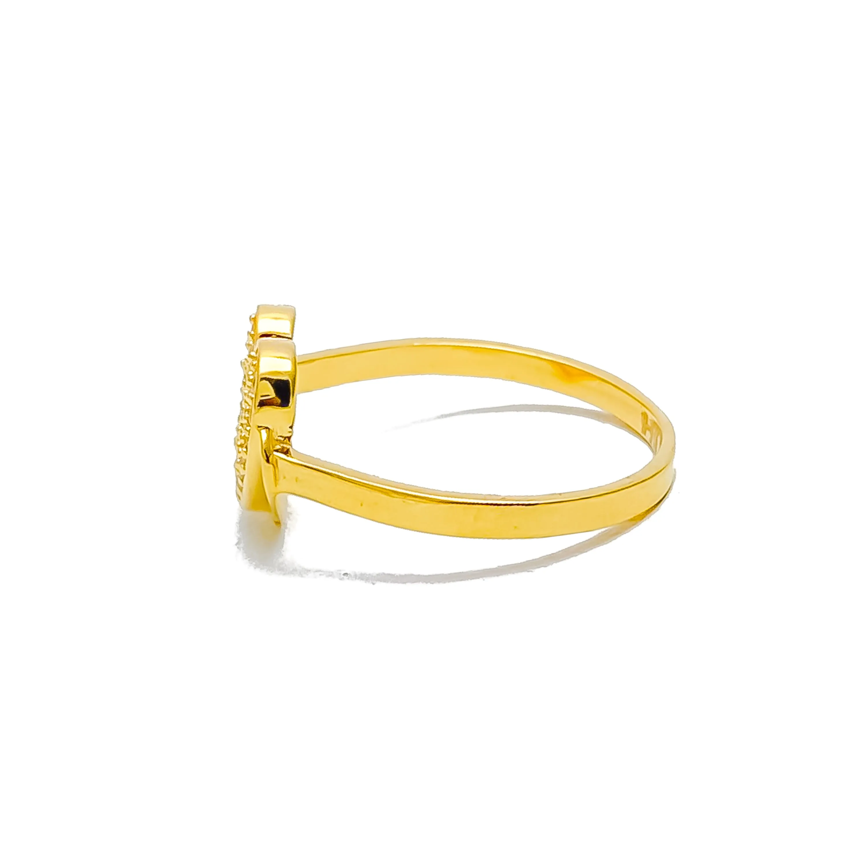 Evergreen Ethereal Heart Shaped 22k Gold CZ Ring