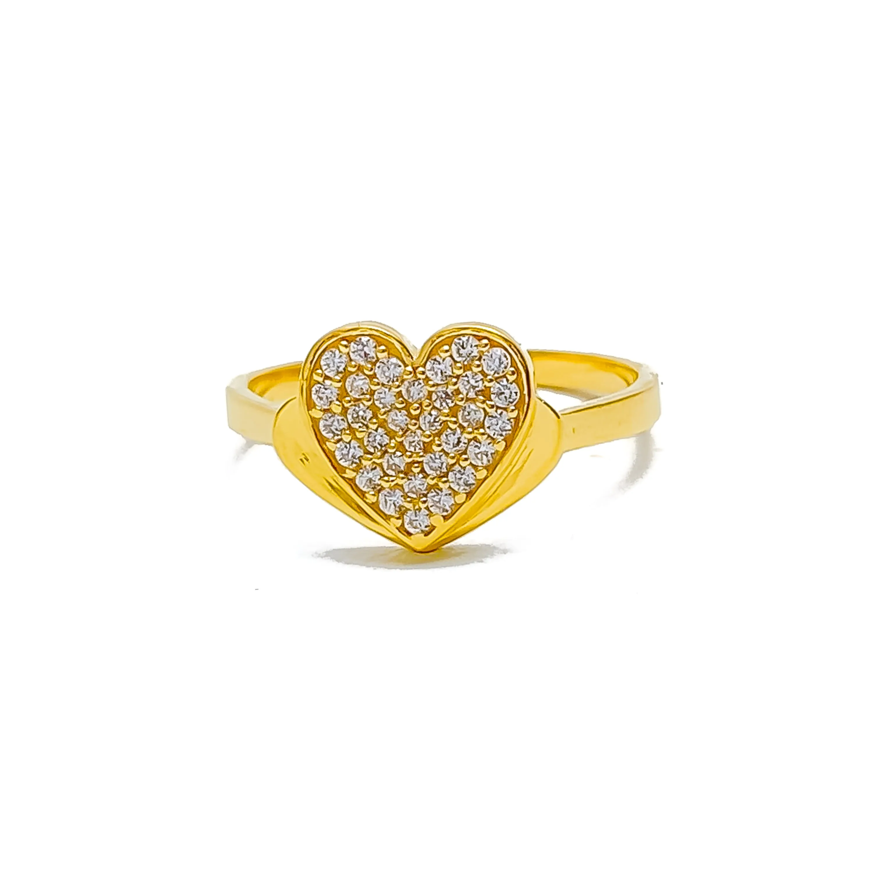 Evergreen Ethereal Heart Shaped 22k Gold CZ Ring