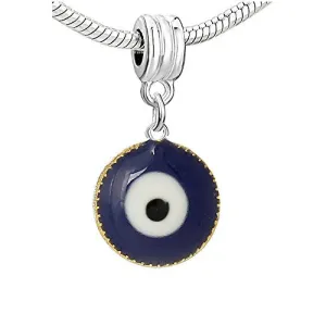 Evil Eye Hamsa Charm European Bead Compatible for Most European Snake Chain Bracelet