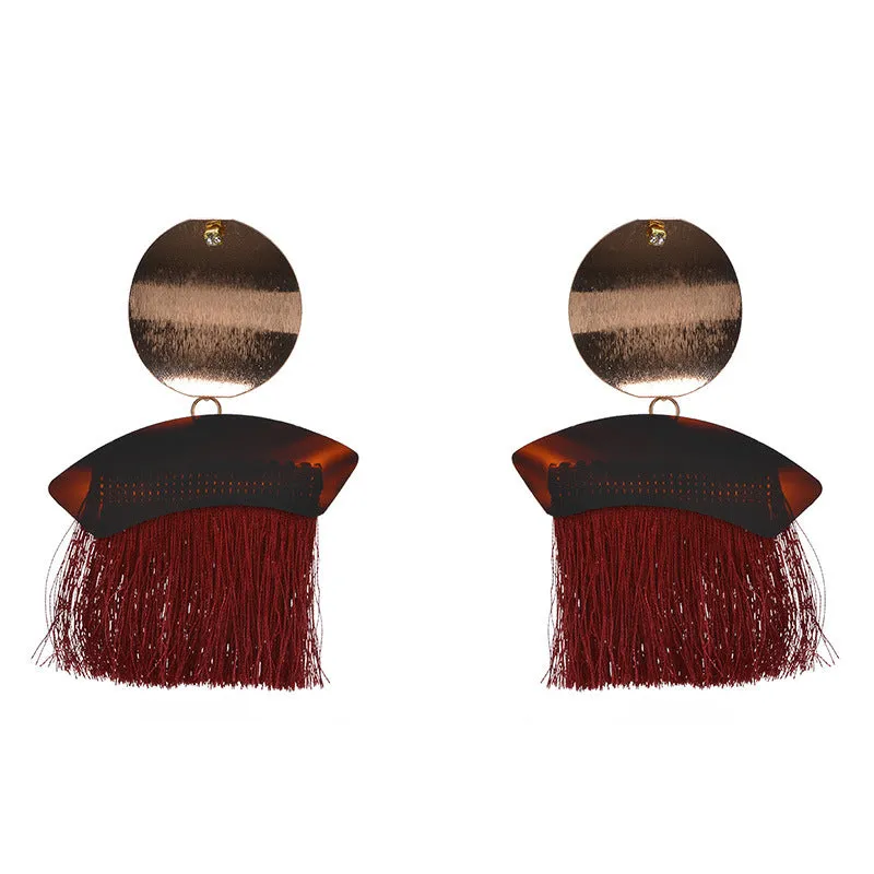 Exaggerated Retro Tassel Earrings Fashion Geometric Alloy Earrings