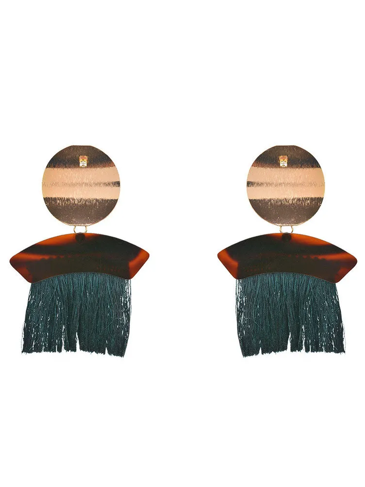Exaggerated Retro Tassel Earrings Fashion Geometric Alloy Earrings