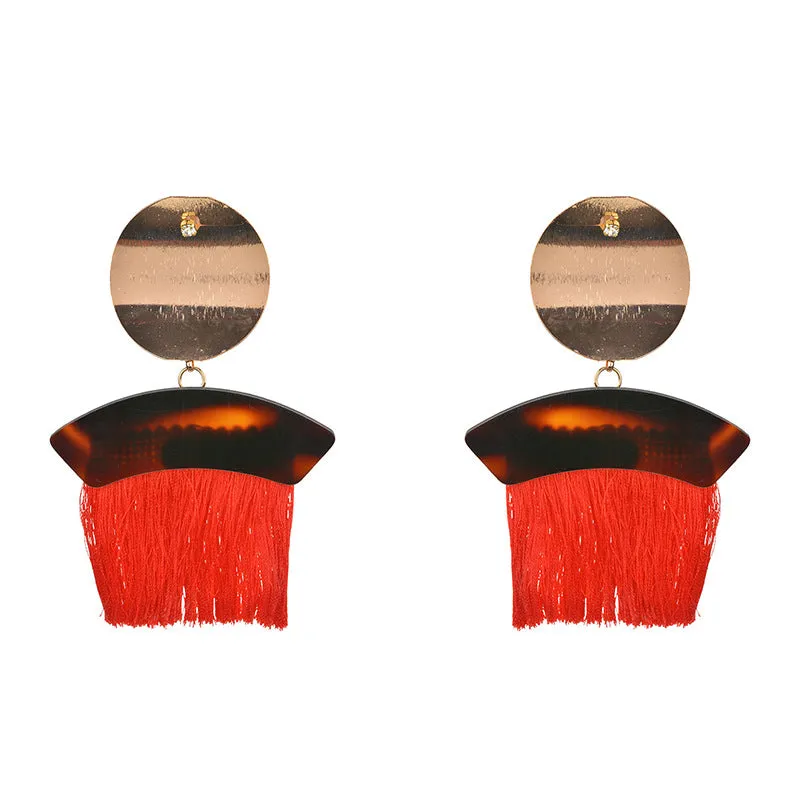Exaggerated Retro Tassel Earrings Fashion Geometric Alloy Earrings