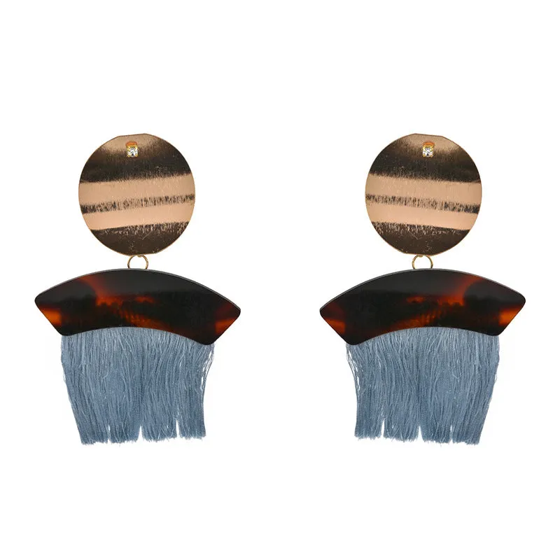 Exaggerated Retro Tassel Earrings Fashion Geometric Alloy Earrings