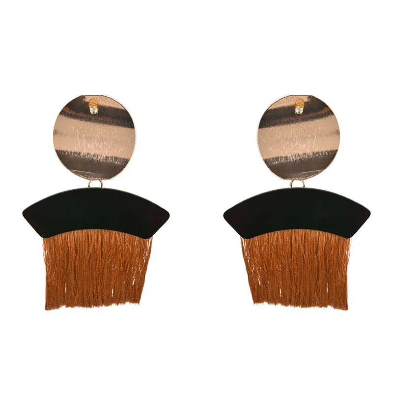 Exaggerated Retro Tassel Earrings Fashion Geometric Alloy Earrings