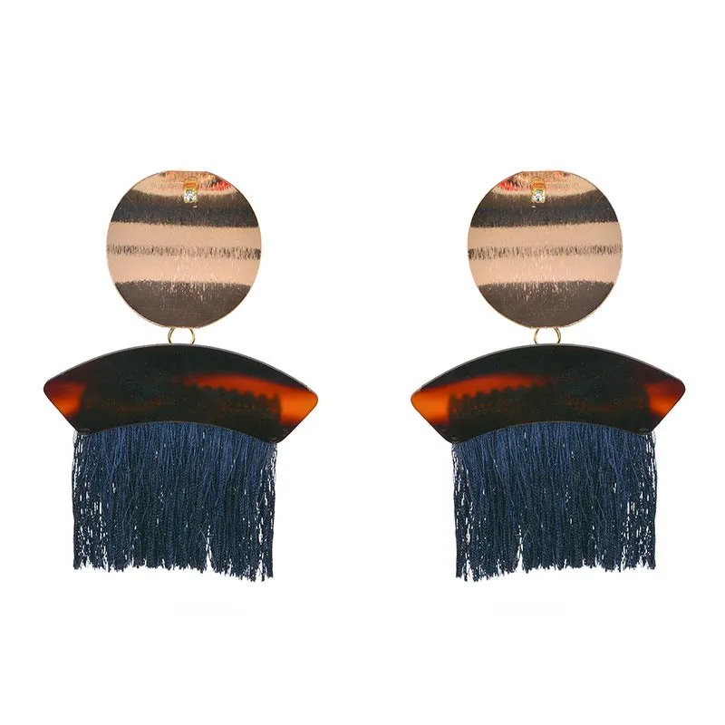 Exaggerated Retro Tassel Earrings Fashion Geometric Alloy Earrings