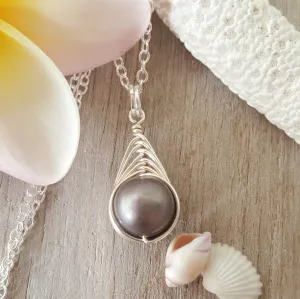 Exclusive from yinahawaii, Wire Braided Sized Round Purple Natural Pearl necklace, "June Birthstone",   FREE gift wrap