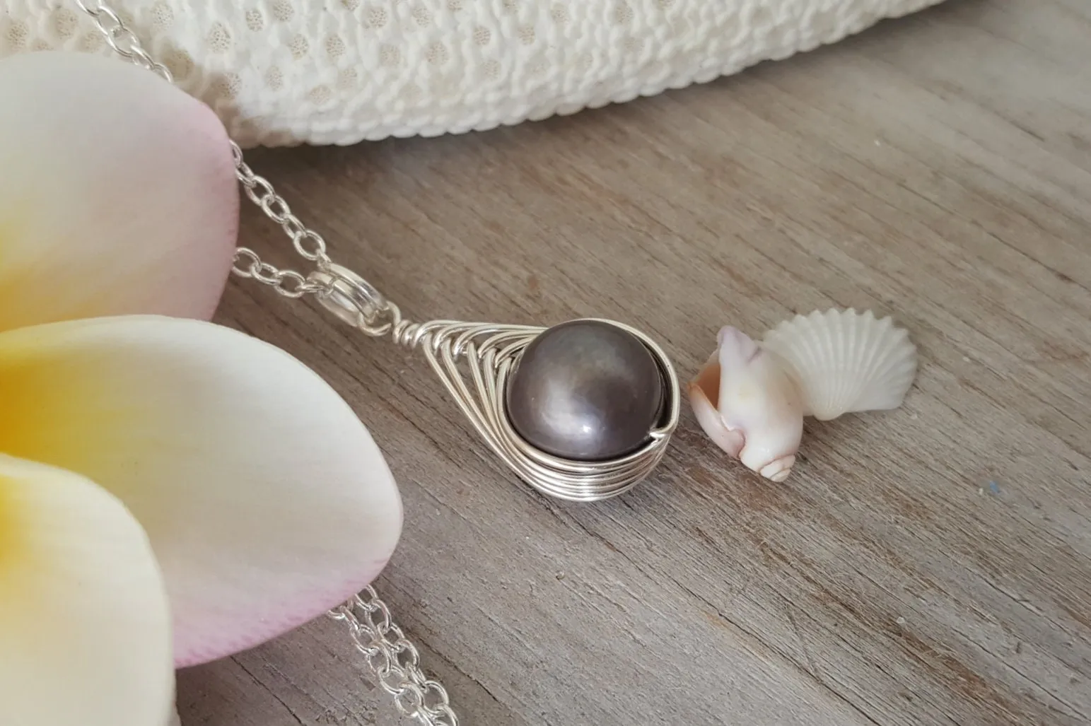 Exclusive from yinahawaii, Wire Braided Sized Round Purple Natural Pearl necklace, "June Birthstone",   FREE gift wrap