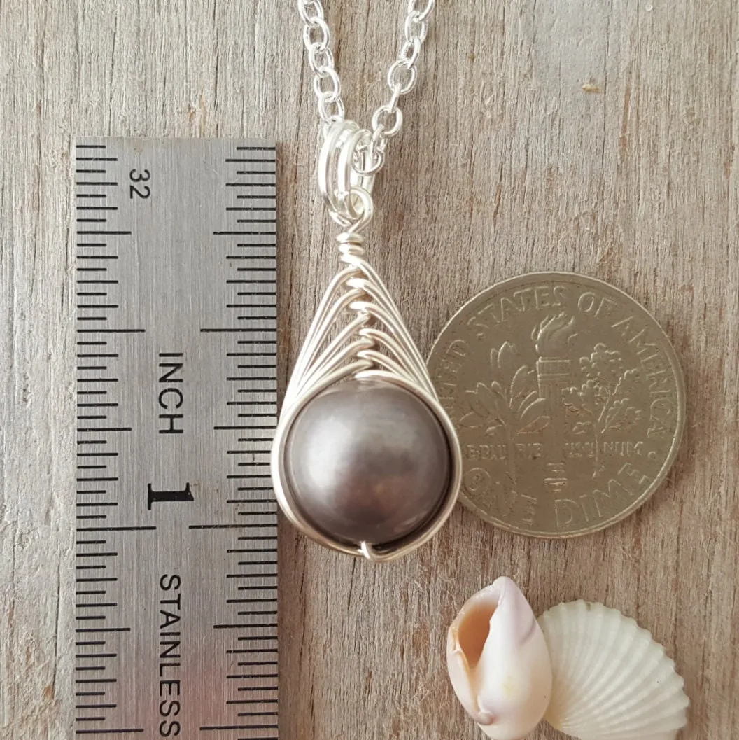 Exclusive from yinahawaii, Wire Braided Sized Round Purple Natural Pearl necklace, "June Birthstone",   FREE gift wrap
