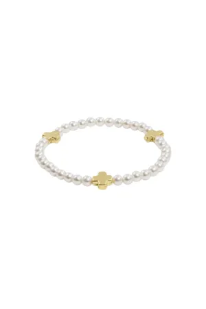 EXTENDS Signature Cross Pearl Pattern 4mm Bead Bracelet - Gold