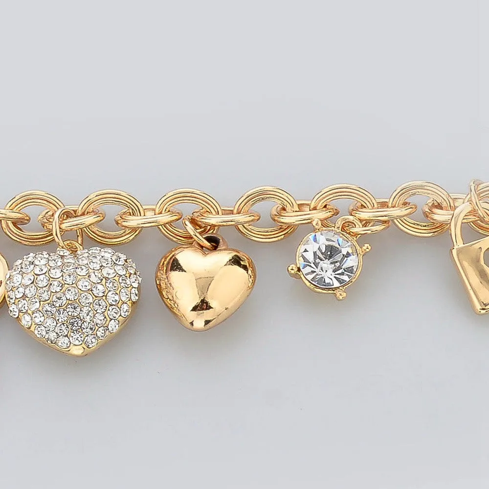 Fashion Heart Beetle Charm Bracelets Bangles For Women Real Gold Plated Bracelet Austrian Crystal Chain Pulseras