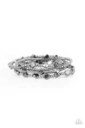 Fashionably Faceted - Black Bracelet