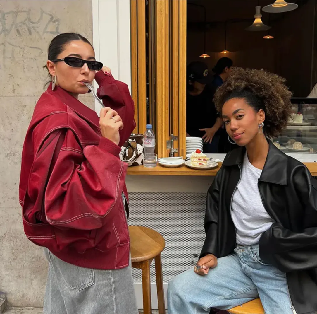 Faye - Oversize leather jacket