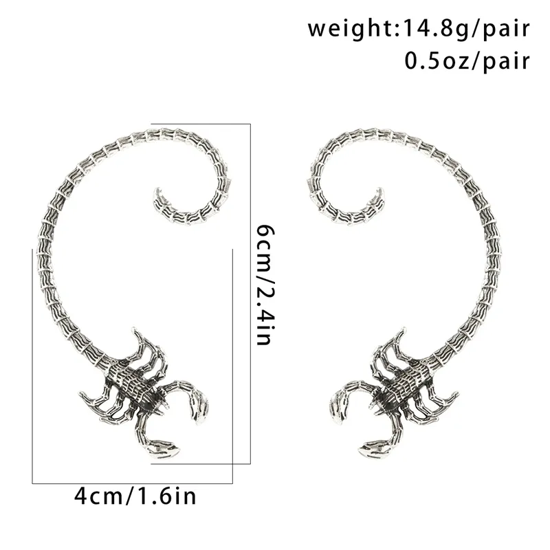 Female Gothic Antique Silver Scorpion Earrings