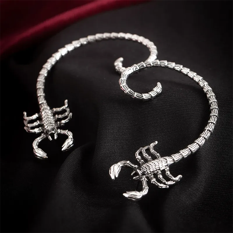 Female Gothic Antique Silver Scorpion Earrings