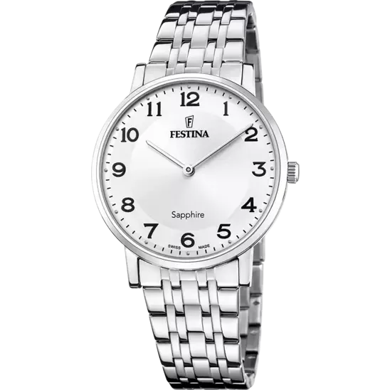 Festina Swiss Made Gents White Dial Stainless Steel Watch 